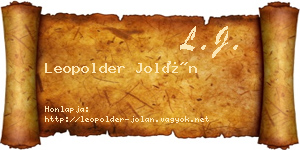 Leopolder Jolán névjegykártya